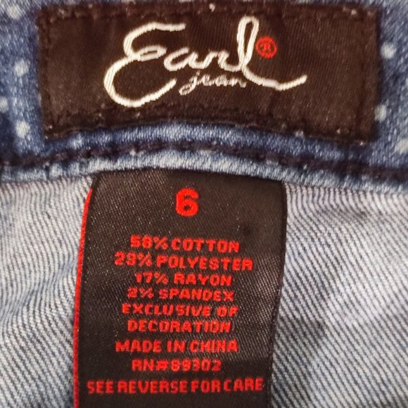 Earl polka dot denim jeans stretchy skinny ankle woman's size 6 - Picture 5 of 10